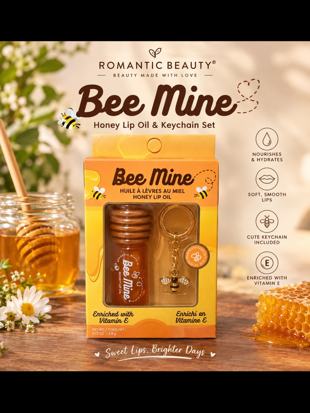 Bee Mine Honey Lip Oil & Keychain Set